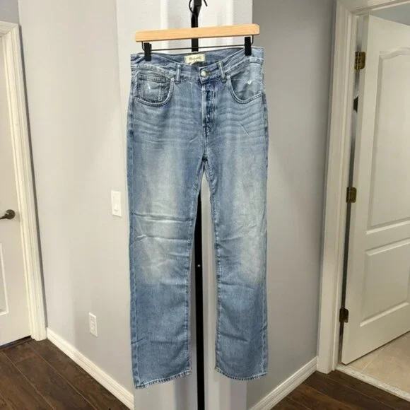 Madewell The Dean Easy Straight Jean Soft Relaxed Blue Size 26 Distressed - Picture 2 of 8